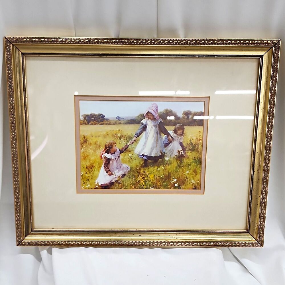 Windsor Art Framed & Matted Print "Picking Wild Flowers" William Affleck 18x13